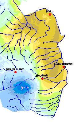 Mittlerer Jahresniederschlag in Rheinhessen